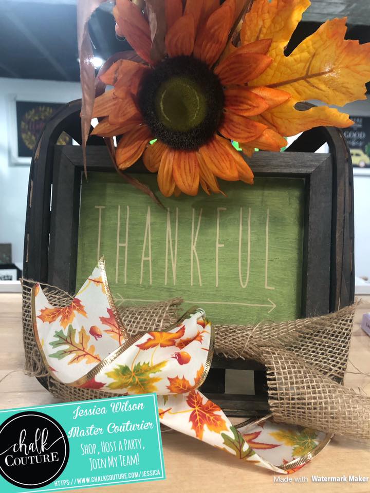 Chalk Couture Thankful Blessed Script Chalk Transfer with Box Frame
