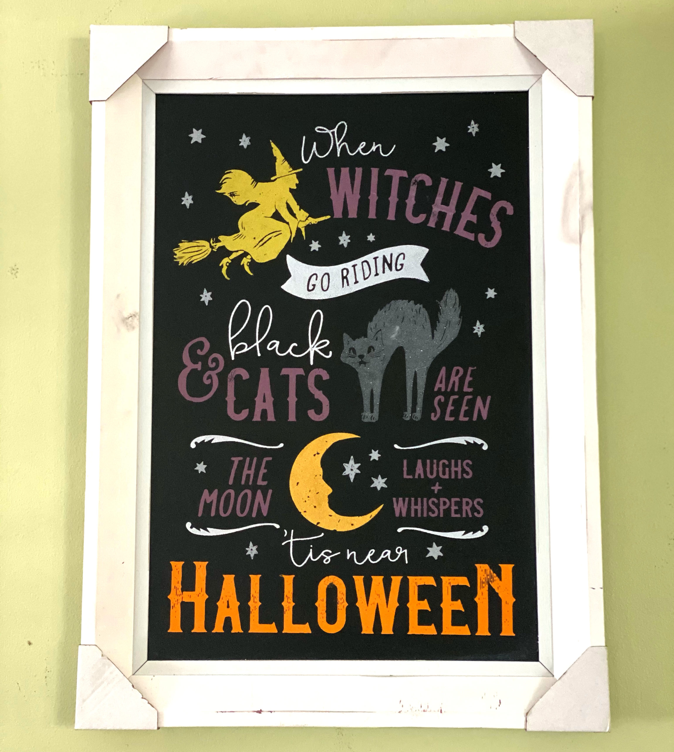 Halloween Decor –  Witches Go Riding transfer on Greyson
