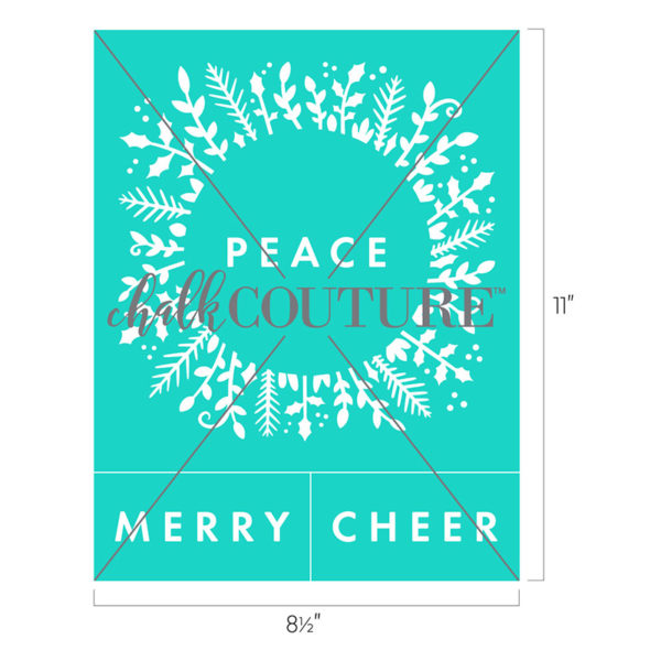 Peace Cheer and Merry Wreath Chalk Transfer