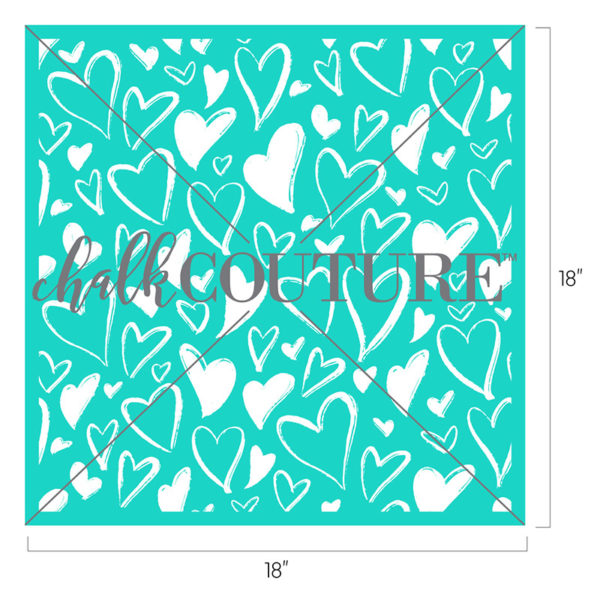 Hand Brushed Hearts Pattern transfer